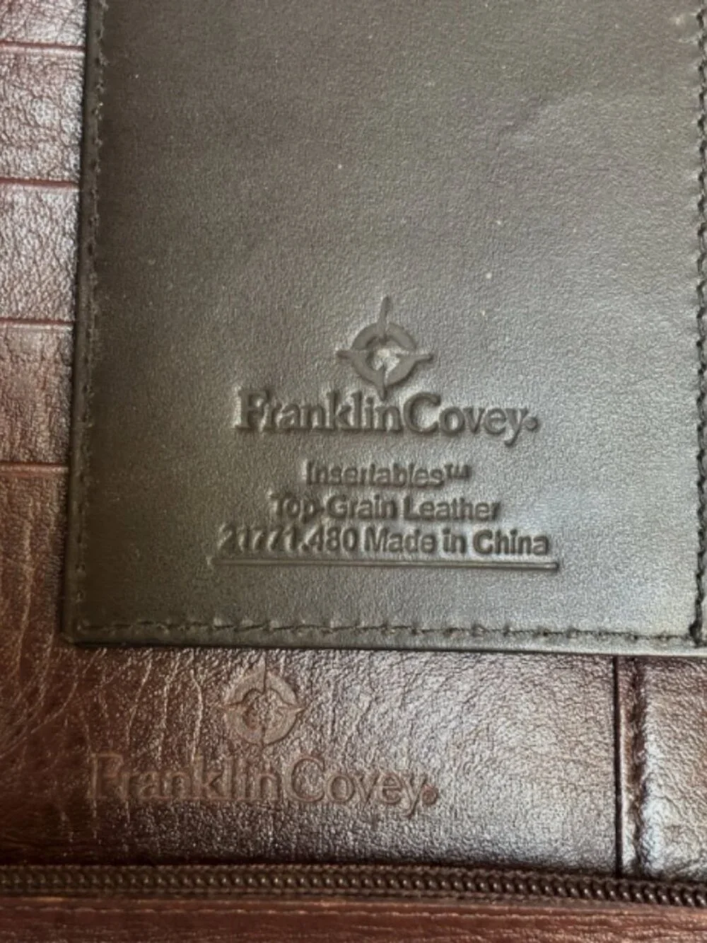 Vintage Franklin Covey Brown Genuine Leather Classic 7 Ring Planner